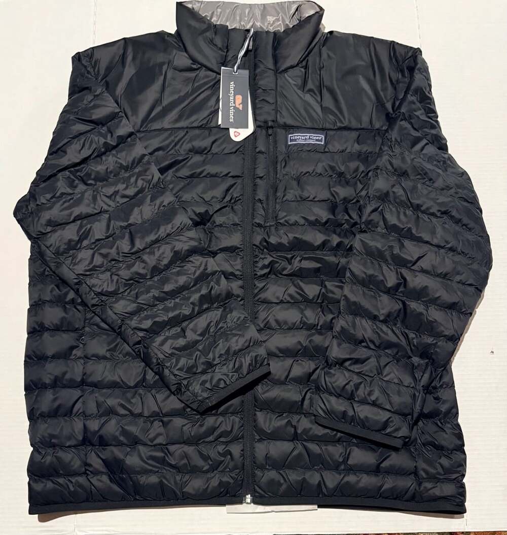 Vineyard Vines Packable Puffer Jacket Size XXL Jet Black Primaloft